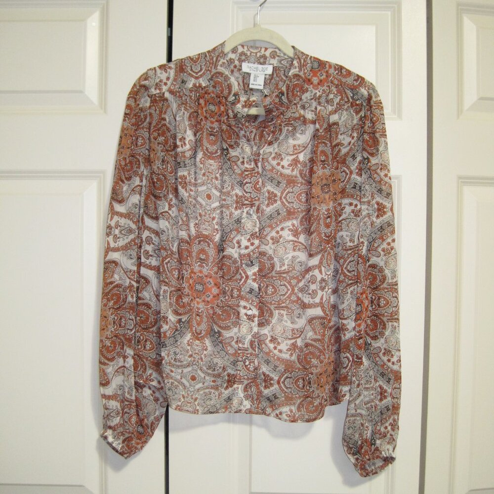 NWT Rachel Zoe Floral Paisley Blouse in Brown and Cream